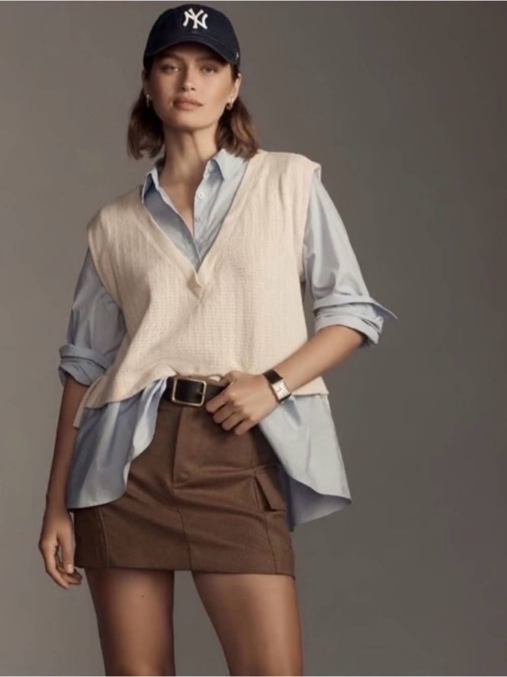 Anthropologie “Twofer” Sweater Vest Layered Look size Medium